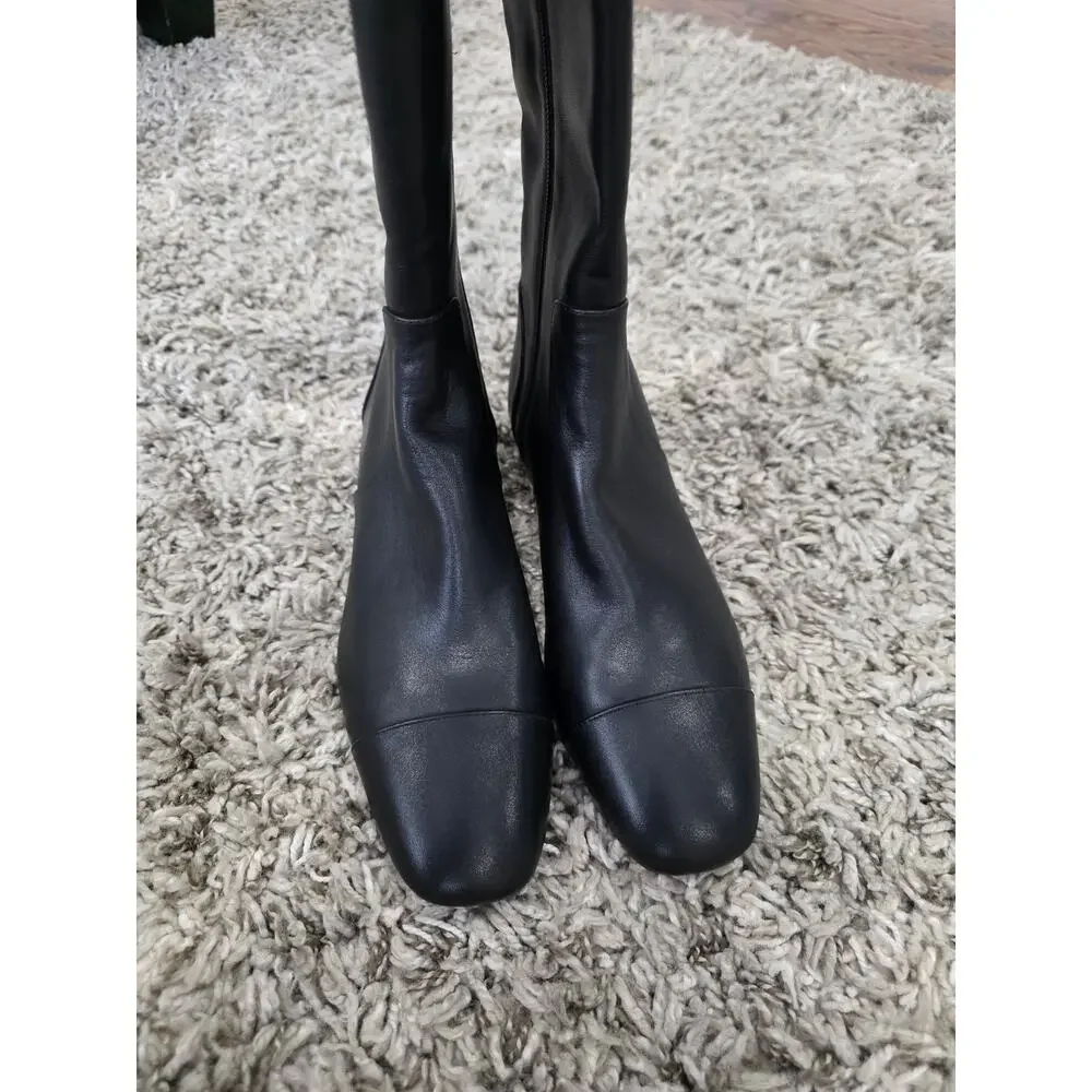 NWOT Stuart Weitzman Bridget Zip Leather Knee High Boots Black Size 8